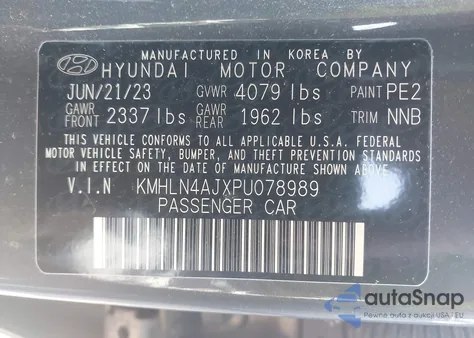2023 Hyundai Elantra Limited from USA, damaged, VIN KMHLN4AJXPU078989